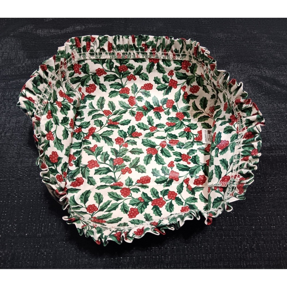 Longaberger Holiday Cheer SU Holly Bread Basket Liner 216877 Christmas Ruffle